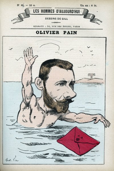 Retrato de Olivier Pain, político francés y comunero, fue compañero de prisión y fuga de Henri Rochefort (1831-1913). Caricatura de Gill, París. de Andre Gill