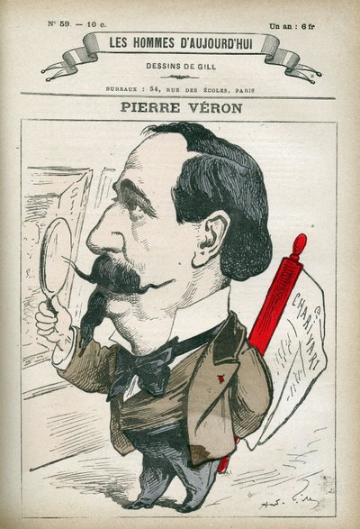 Retrato de Pierre Veron (1831-1900), escritor y poeta francés. Caricatura por Gill, París de Andre Gill