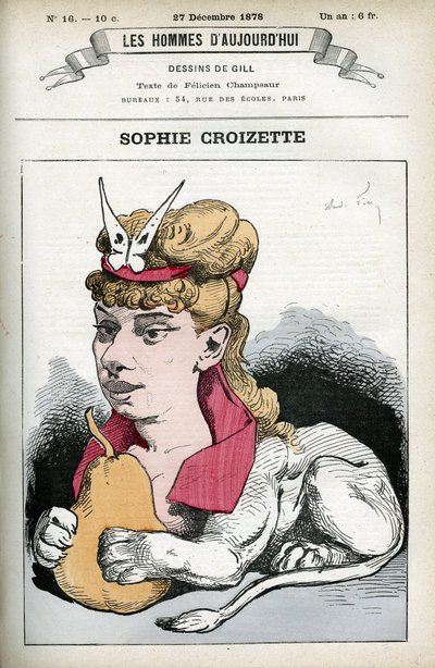 Retrato de Sophie Croizette, actriz de teatro francesa. Caricatura por Gill, París de Andre Gill