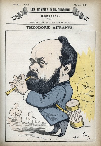 Retrato de Theodore Aubanel (1829-1886), impresor francés y poeta provenzal. Caricatura por Gill, París de Andre Gill
