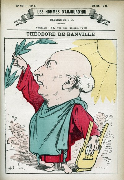 Retrato de Theodore de Banville (1823-1891), poeta francés. Caricatura de Gill, París de Andre Gill