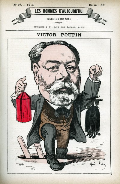 Retrato de Victor Poupin (1838-1906), político francés. Caricatura por Gill, en 