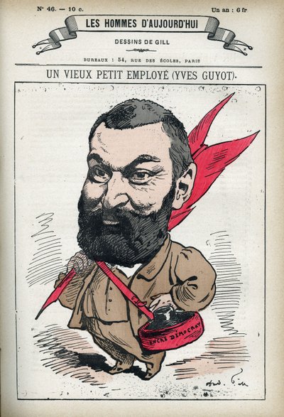 Retrato de Yves Guyot (1843-1928), político, publicista y economista francés. Caricatura de Gill, París de Andre Gill