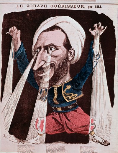 Retrato del curandero Jacob llamado el zuavo Jacob (grabado) de Andre Gill