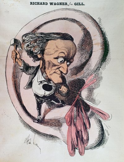 Richard Wagner rompiendo el tímpano del mundo, ilustración en 