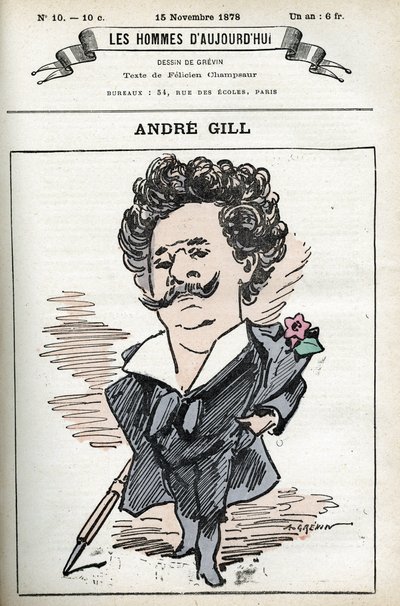 Autorretrato de Andre Gill (1840-1885), caricaturista e ilustrador francés. Caricatura en “Les hommes d