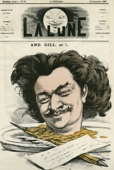 Autorretrato de Louis-Alexandre Gosset de Guines dit Andre Gill (1840-1885), caricaturista francés. Caricatura de Gill, en 