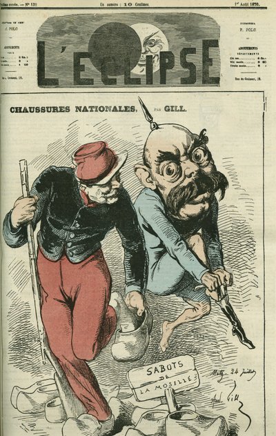 Zapatos Nacionales, Otto von Bismarck intercambiando sus botas por los zuecos del Mosela. Portada en 