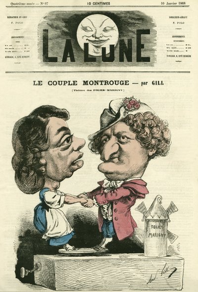 La pareja de Montrouge en el teatro Folies-Marigny. Caricatura de Gill, en “La Lune”, 10 de enero de Andre Gill
