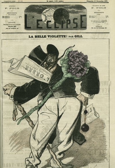 La bella violeta, una ilustración de un partidario bonapartista, con el periódico “L