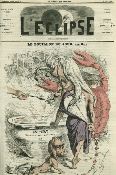 El caldo del día, ilustración para “de-carne”, extracto de carne. Portada en “L