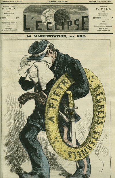La manifestación, la fiesta de los muertos en el cementerio de Montmartre, dibujo del natural. Portada en 