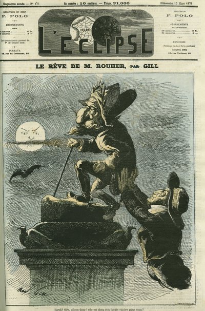 El sueño de Rouher, Eugene Rouher (1814-1884), político, ministro de Napoleón III y líder del partido bonapartista, sueña con el regreso de Napoleón III. Portada en "L