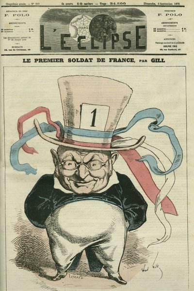 El primer soldado de Francia, Adolphe Thiers (1797-1877), historiador y estadista francés. Portada en "L