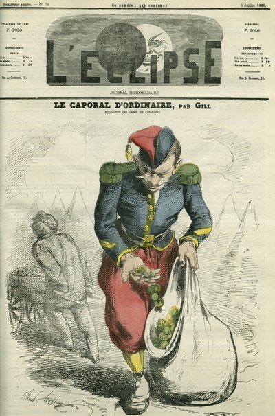El cabo habitual, un soldado cultivando un jardín en el campamento de Chalons. Portada en “L