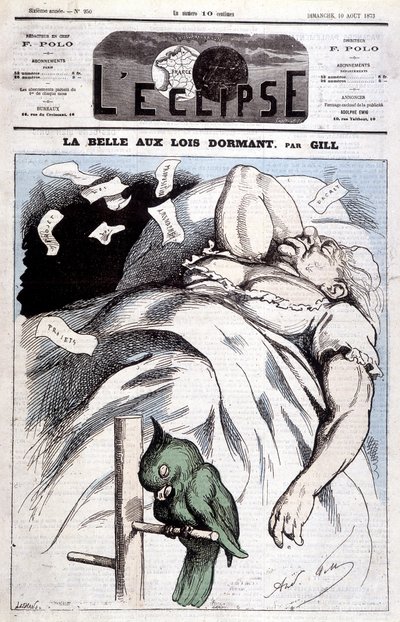 Caricatura de Victoria en "La Bella Durmiente" - por Gill, en "L