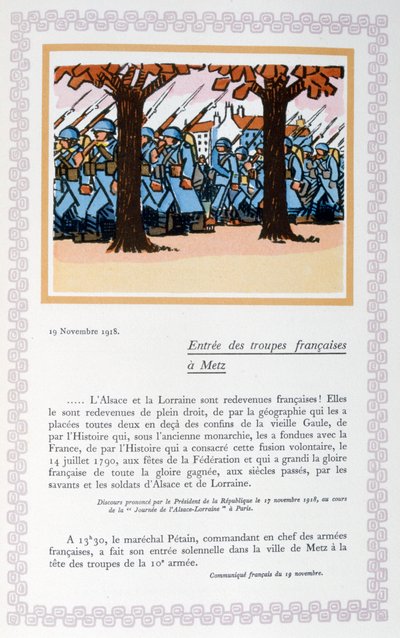 La entrada de las tropas francesas en Metz, 19 de noviembre de 1918, 1919 de Andre Helle