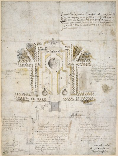 Diseño para el paisajismo del jardín y parque en la Casa de la Reina, Greenwich, 1662 de Andre Le Notre
