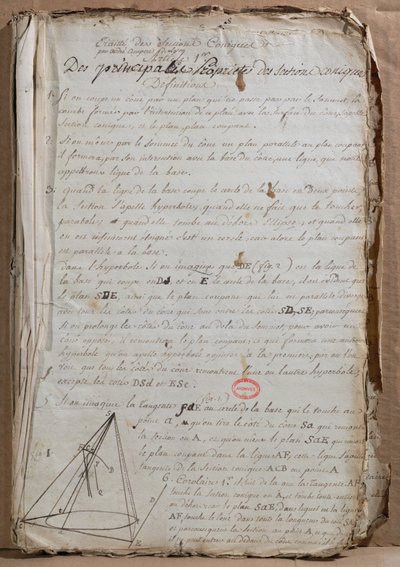Ms 198 Página de Traité des Sections Coniques, 1788 de Andre Marie Ampere