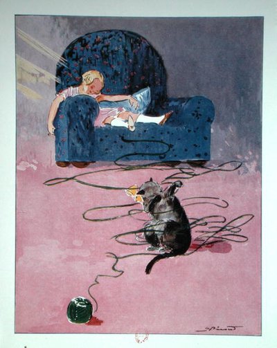 Alicia durmiendo, ilustración de "Alicia en el país de las maravillas" de Lewis Carroll (1832-98), publicada por Editions Delagrave, París de Andre Pecoud