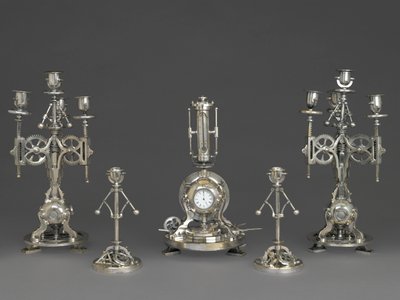 Garnitura de Reloj de Cinco Piezas, c.1880 de Andre Romain Guilmet