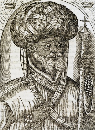 Sacerdote abisinio, de Cosmología Universal, por André Thevet, grabado de Andre Thevet