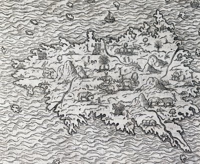 Mapa de Sumatra, grabado por Andre Thevet, París, Francia de Andre Thevet