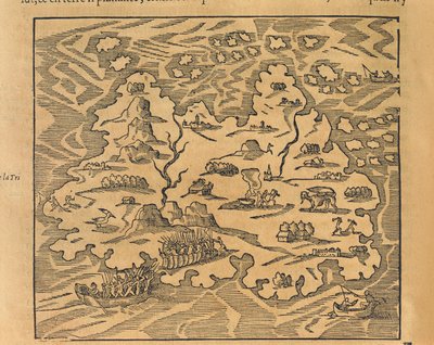 Mapa de la Isla Trinidad en las Antillas, de la Cosmografía Universal de André Thevet de Andre Thevet