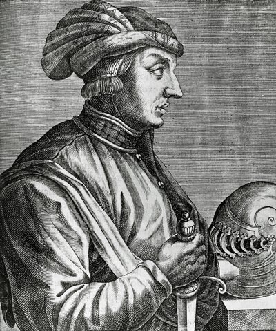 Retrato de Castruccio Castracani, grabado de Les Vrais pourtraits et Vies des Hommes illustres de Andre Thevet