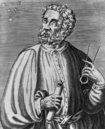 Retrato de Fernando de Magallanes, navegante portugués, grabado de André Thevet de Verdaderos retratos y vidas de hombres ilustres de Andre Thevet