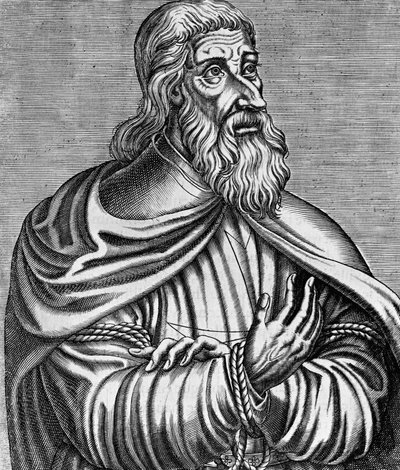 Retrato de Jacques de Molay (1243-1314), Gran Maestre francés de los Caballeros Templarios, grabado por Andre Thevet (1504-1592), publicado en 1584 de Andre Thevet