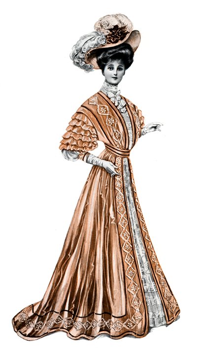 Mujer con un vestido largo y un sombrero, 1908-1909 de Andre and Sleigh