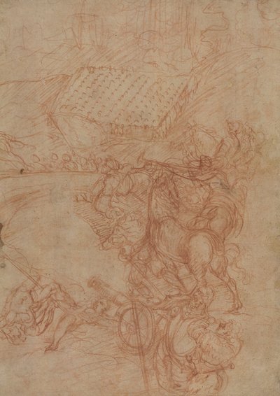 La batalla de Spoleto, c.1575 (tiza roja sobre papel) de Andrea (1539-1614) Vicentino