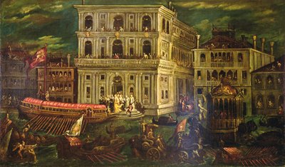 Embarque de la Dogaressa Morosina Morosini Grimani 4 de mayo de 1597, Venecia, c.1600 de Andrea Vicentino