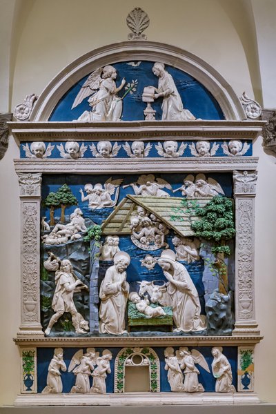 Natividad, Adoración de los pastores y Anunciación de Andrea (workshop of) Della Robbia