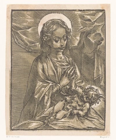 Maria aanbidt het Christuskind de Andrea Andreani