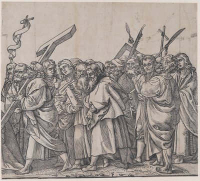 Sección F: Santos con cruces, libros y armas, de El triunfo de Cristo, 1836 de Andrea Andreani
