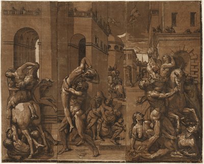 El rapto de las sabinas, 1585 de Andrea Andreani