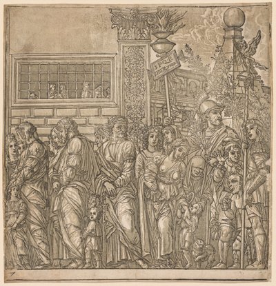 El Triunfo de Julio César: Procesión de hombres, mujeres y niños, 1593-99 de Andrea Andreani
