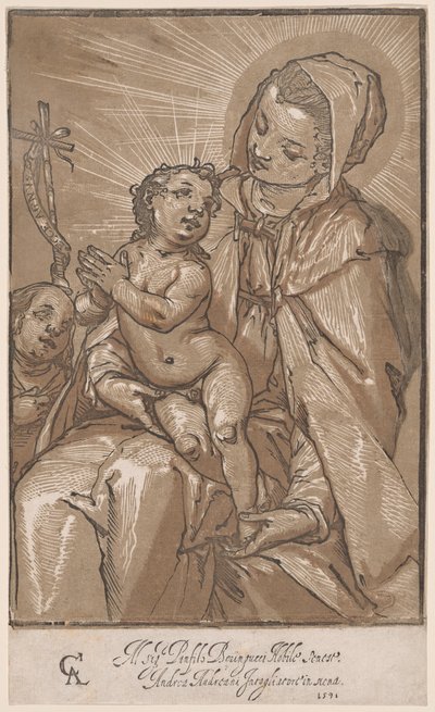 La Virgen y el Niño con San Juan Bautista de Andrea Andreani