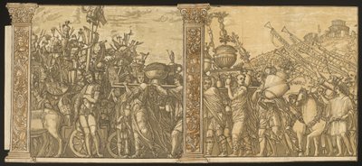 El triunfo de Julio César [n.º 3 y 4 más 2 columnas] de Andrea Andreani after Andrea Mantegna