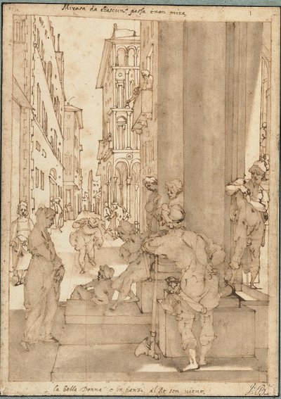 Sofronia entra en el palacio de Aladino de Andrea Boscoli