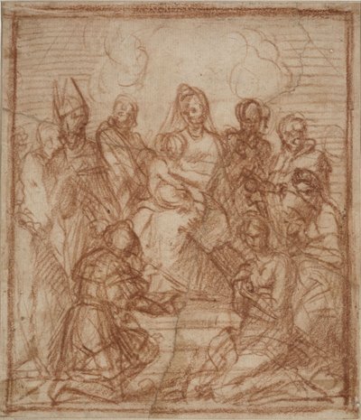 Madonna entronizada con el Niño y ocho santos (estudio de composición para la pintura del altar en Sarzana) de Andrea del Sarto
