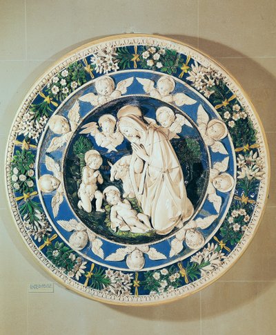 Adoración de la Virgen con San Juan Bautista y dos querubines de Andrea Della Robbia
