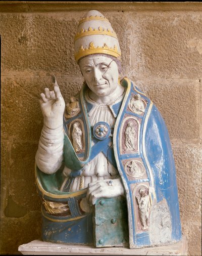 Busto de San Lino (terracota esmaltada policromada) de Andrea Della Robbia