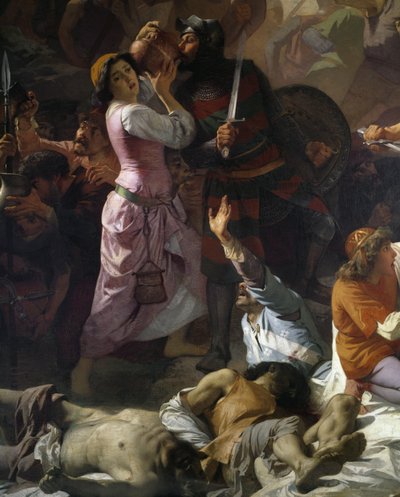 Enfrentamiento entre los ciudadanos de Tortona y el ejército imperial (detalle) de Andrea Gastaldi