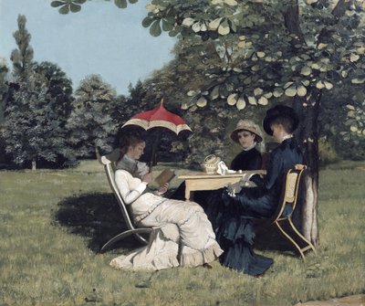 Mujeres alrededor de la mesa del jardín de Andrea Gram