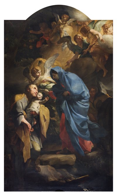 Sagrada Familia o la huida a Egipto, 1673-74 de Andrea Lanzani
