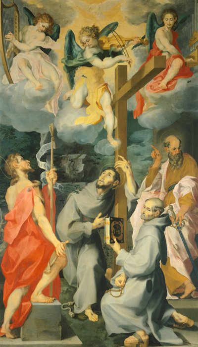Retablo que representa a los santos Bautista, Francisco, Bernardo y Pablo en éxtasis, de Andrea Lilio (1555-1610) de Andrea Lilio