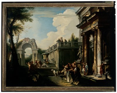Capriccio arquitectónico con fuente de Andrea Locatelli